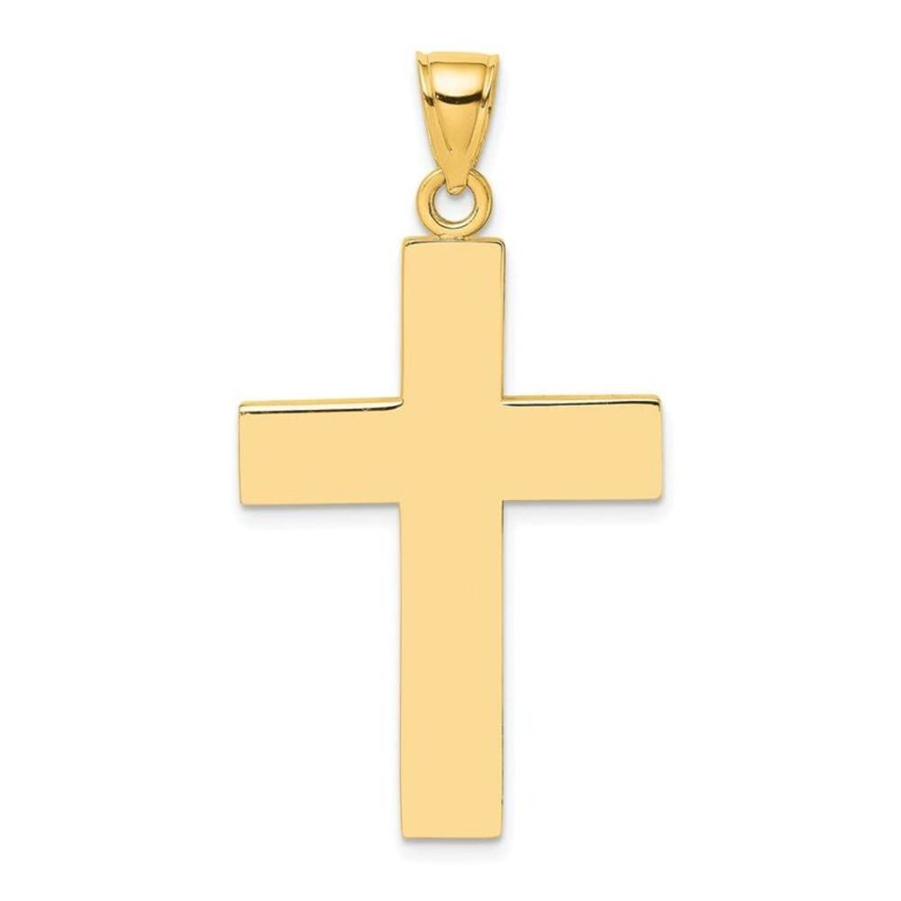 10k Yellow Gold Polished Large Block Cross W/ Ope… - image 6